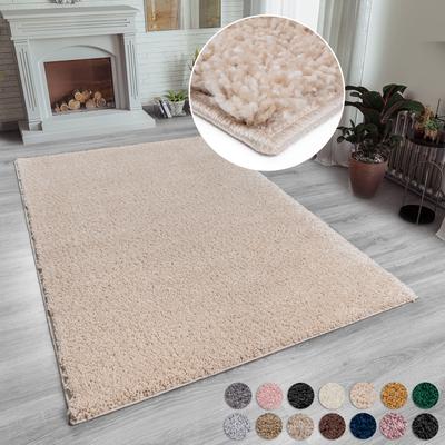 Hochflor-Teppich MY HOME "Shaggy 30" Gr. 4, beige (sand), B:160cm H:30mm L:230cm, Kunstfaser, Teppiche, Teppich, Uni Farben, besonders weich und kuschelig, Kundenliebling Image