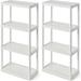 4 Shelf Fixed Height Solid Light Duty Storage Unit 24 x 12 x 48 Organizer System for Home Garage Basement and Laundry White (2 Pack)