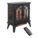 24 IN 3D Infrared Electric Stove with Visible Control Panel and Remote Freestanding Portable Fireplace Heater for Indoor Overheating Safety Protection 1500W Antique Black