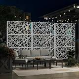 ALAULM 3 Pcs Privacy Screen Outdoor Metal Privacy Screen with Stand Outdoor&Indoor Freestanding Decorative Privacy Screens Privacy Screen Divider Wall and Panel for Patio Garden Stripe White