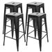 MEILLEUREVIE Bar Stools Set of 4 Stackable Metal Bar Height Stools Industrial Counter Stools with Footrest Black