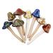 8pcs Garden Mushroom Decor Ceramic Mushroom Stakes Garden Lawn Mushroom Stake