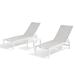 Pellebant Set of 3 Outdoor Chaise Lounge Aluminum Adjustable Patio Chairs With Table White