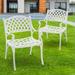 PATIO-IN 2 Piece Cast Aluminum Patio Dining Chairs with Armrest Metal Patio Bistro Chairs for Garden White