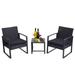 Patio Set Outdoor 3 Pieces Wicker Patio Furniture Sets Modern Outdoor Sitting Set Black