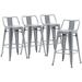 xrboomlife 30 inch Metal Stools Set of 4 Indoor Outdoor Height Stools with Back Kitchen Dining Chairs White