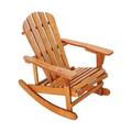 Ouootto Outdoor Adirondack Rocking Chair Solid Wood Chairs for Patio Backyard Garden - Walnut