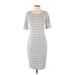 Lularoe Casual Dress - Sheath Scoop Neck Short sleeves: Gray Print Dresses - Women's Size Small