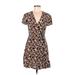 Madewell Casual Dress - Mini V-Neck Short sleeves: Burgundy Dresses - Women's Size 0