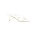 Heels: Slide Stiletto Cocktail Ivory Solid Shoes - Women's Size 8 - Open Toe