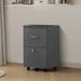 File Cabinet with Two Drawers with Lock Hanging File Folders A4 or Letter Size Small Rolling File Cabinet Printer Stand Office Storage Cabinet Office Pulley Movable File Cabinet Dark Gray