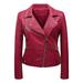 womens tops casual Women s Leather Standing Collar Slim Fitting Motorcycle Jacket Leather Jacket Long coats for women