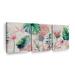 Bay Isle Home™ Pretty Tropical Flowers Multi Piece Canvas Print On Canvas 3 Pieces Set Canvas in Pink | 26 H x 12 W x 1 D in | Wayfair