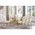 Rosdorf Park Kennise Rectangular 78" L x 42" W Dining Set Glass in Yellow | Wayfair 8D8A47E522EB40C7B9F63D066CB88CDC