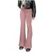 Posijego Velour Flare Pants for Women High Waist Bell Bottom Pants Casual Palazzo Long Pants Trousers