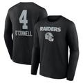 Men's Fanatics Branded Aidan O'Connell Black Las Vegas Raiders Team Wordmark Player Name & Number Long Sleeve T-Shirt