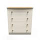 Welcome Furniture Ready Assembled Warwick 4 Drawer Chest In Cream & Oak