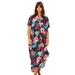 Plus Size Women's Kaftan Lounger by Dreams & Co. in Black Floral Garden (Size M)