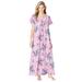 Plus Size Women's Long Pintuck Knit Gown by Only Necessities in Pink Floral (Size 5X)