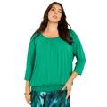 Plus Size Women's Shirred Scoopneck Top by June+Vie in Tropical Emerald (Size 30/32)