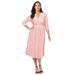 Plus Size Women's A-Line Lace Dress by Jessica London in Soft Blush (Size 30 W) V-Neck 3/4 Sleeves
