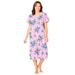 Plus Size Women's Short Pintuck Knit Gown by Only Necessities in Pink Floral (Size 1X)