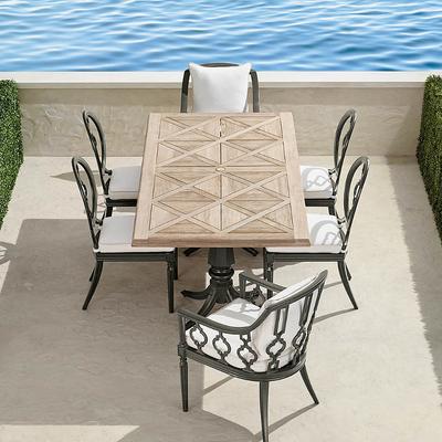 Avery 7-pc. Rectangular Dining Set in Slate Finish - Dune with Logic Bone Piping - Frontgate
