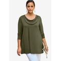 Plus Size Women's Cowl Neck Swing Tunic by Jessica London in Dark Olive Green (Size L)