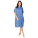 Plus Size Women's Lace Shirtdress by Jessica London in French Blue (Size 28 W)