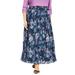 Plus Size Women's Crinkle Chiffon Ankle Skirt by June+Vie in Navy Soft Floral (Size 26/28)