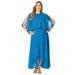 Plus Size Women's Georgette Maxi Cape Sleeve Dress by Jessica London in Pool Blue (Size 14 W)