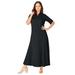 Plus Size Women's Button Front Maxi Dress by Jessica London in Black (Size 28 W)