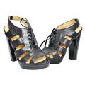 Coach Shoes | Coach Moreen Platform Lace-Up Pump Sandal Slingback Heel Shoe Black 8.5 New | Color: Black | Size: 8.5