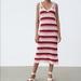 Zara Dresses | *Nwt* Zara Crochet Midi Dress- Limited Edition | Color: Pink/White | Size: S