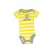 Just One You Made by Carter's Short Sleeve Onesie: Yellow Color Block Bottoms - Size Newborn