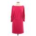 Jessica Simpson Casual Dress - DropWaist Boatneck 3/4 sleeves: Burgundy Solid Dresses - Women's Size 10