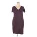 Universal Standard Casual Dress - Sheath V-Neck Short sleeves: Burgundy Print Dresses - Women's Size 12