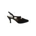 Nina Heels: Slingback Stilleto Cocktail Black Solid Shoes - Women's Size 7 1/2 - Almond Toe