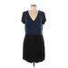 Dolan Casual Dress - Mini V-Neck Short sleeves: Black Print Dresses - Women's Size Medium