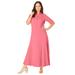 Plus Size Women's Stretch Cotton Button Front Maxi Dress by Jessica London in Tea Rose (Size 18 W)