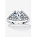 Women's 3.12 Tcw Round Cubic Zirconia Platinum-Plated Sterling Silver Engagement Ring by PalmBeach Jewelry in Silver (Size 10)