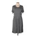 Suzanne Betro Casual Dress - A-Line: Gray Print Dresses - Women's Size Large