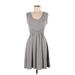 Max Studio Casual Dress - A-Line Scoop Neck Sleeveless: Gray Print Dresses - Women's Size X-Small