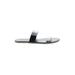 Lauren Conrad Sandals: Slide Chunky Heel Casual Silver Solid Shoes - Women's Size 10 - Open Toe