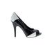 Nine West Heels: Slip-on Stiletto Minimalist Black Solid Shoes - Women's Size 9 - Peep Toe