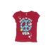 American Summer Short Sleeve T-Shirt: Red Marled Tops - Kids Girl's Size Large