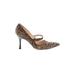 Manolo Blahnik Heels: Pumps Stiletto Cocktail Party Brown Leopard Print Shoes - Women's Size 38.5 - Pointed Toe