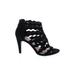 Kelly & Katie Heels: Black Print Shoes - Women's Size 7 - Open Toe