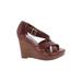 Elaine Turner Wedges: Brown Solid Shoes - Women's Size 7 - Open Toe