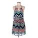 City Triangles Casual Dress - Mini Halter Sleeveless: Blue Print Dresses - Women's Size Medium